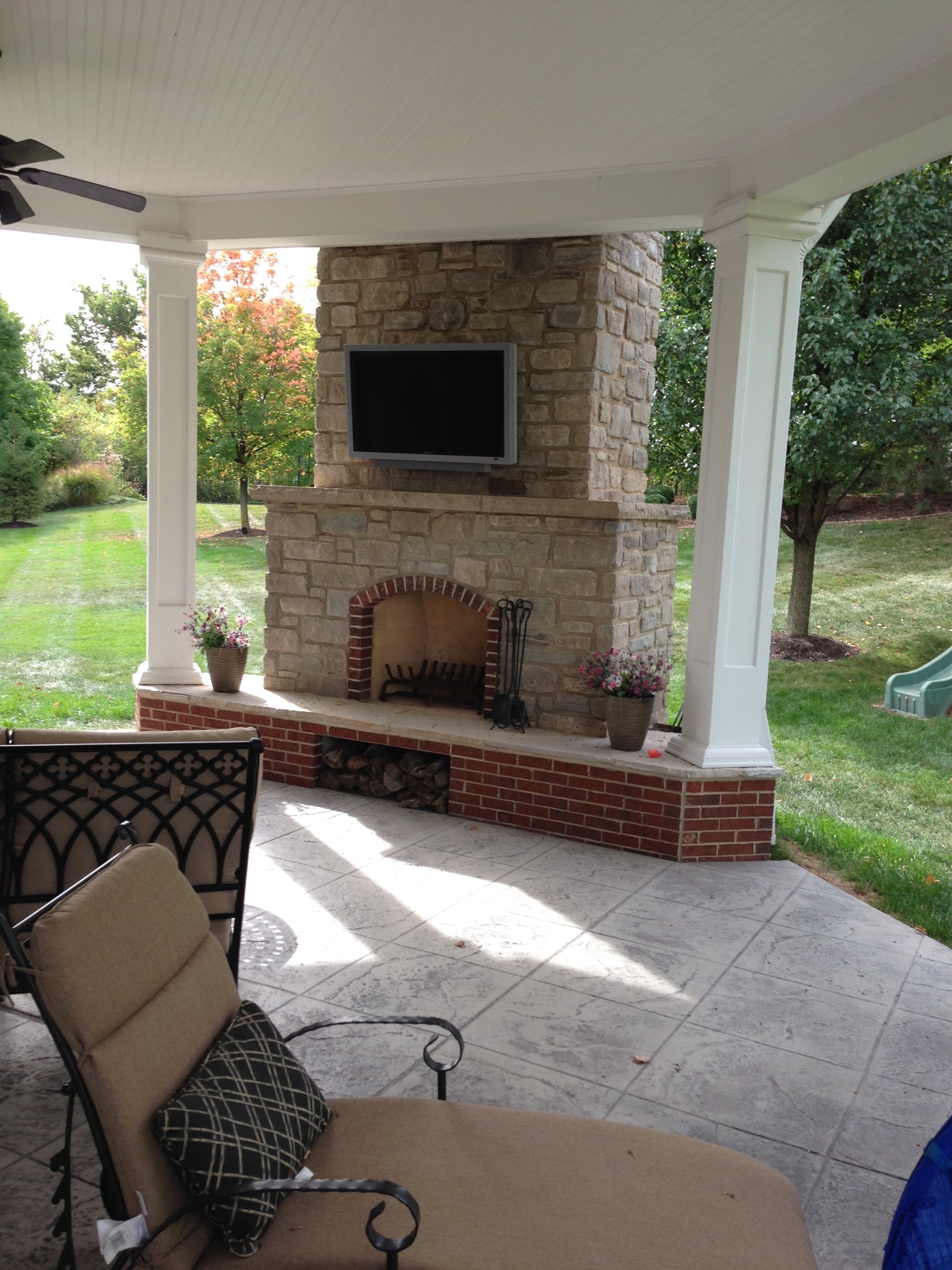 Outdoor Covered Patio With Fireplace In Development